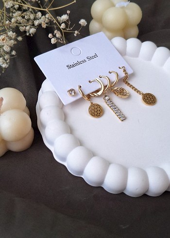 Diğer Gold Çelik Altılı Küpe