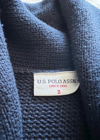 U.S Polo Assn. Tokalı lacivert bayan pamuklu triko süveter