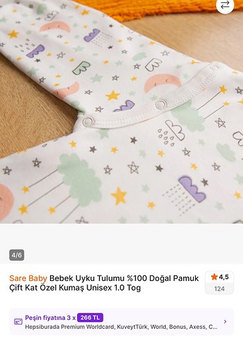 9 Ay Beden beyaz Renk Sare Baby Bebek Uyku Tulumu %100 Pamuk