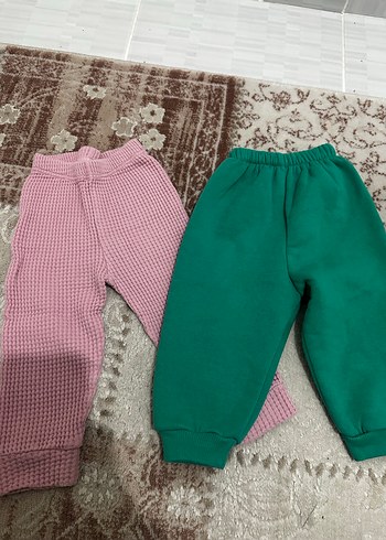 Kız Çocuk  Pembe ve yeşil Rahat Eşofman Altı - Görsel 2