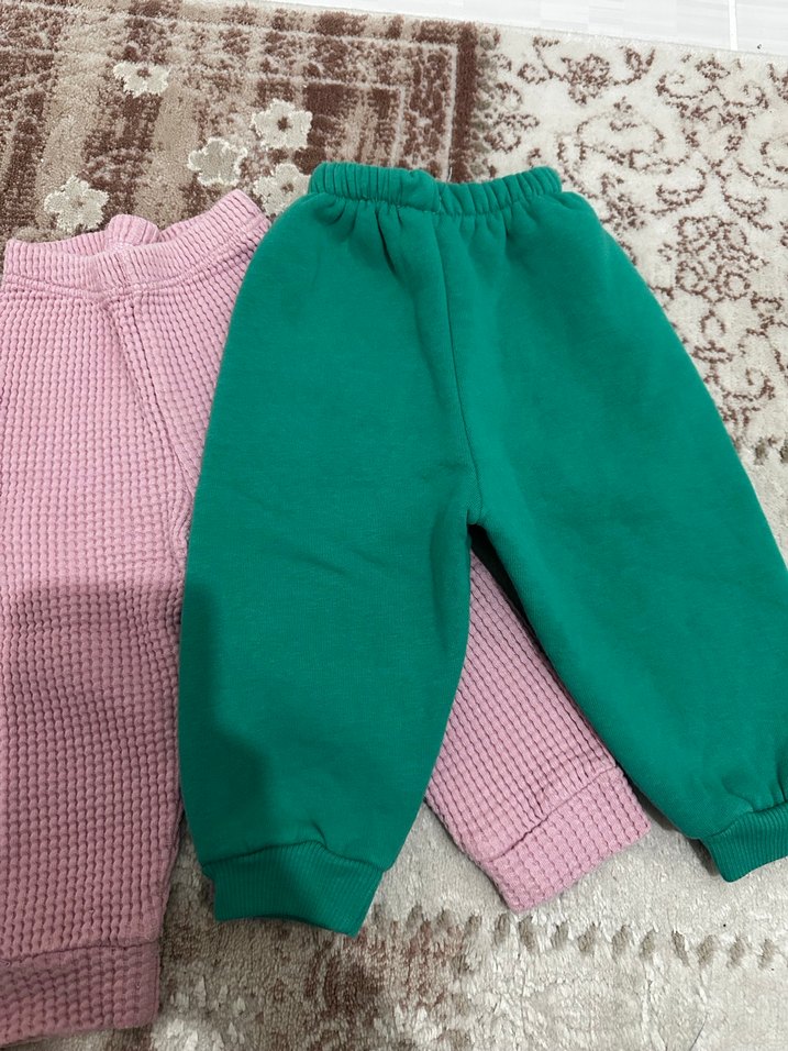 Kız Çocuk  Pembe ve yeşil Rahat Eşofman Altı - Görsel 3