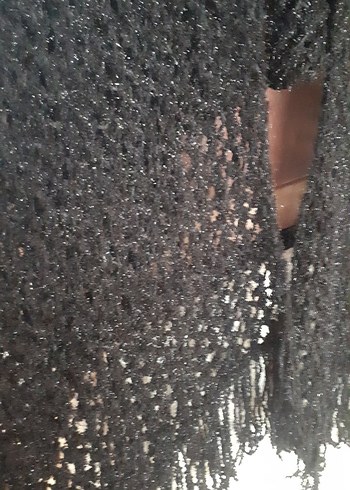 Siyah Örgü Kadın Şal - Görsel 3