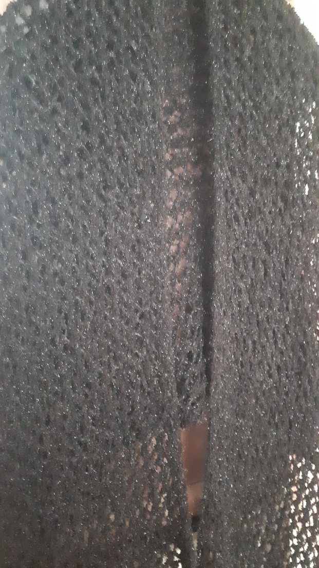 Siyah Örgü Kadın Şal - Görsel 2