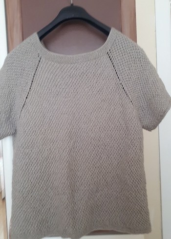 Kadın Bej Kısa Kollu Triko Hırka - Görsel 3