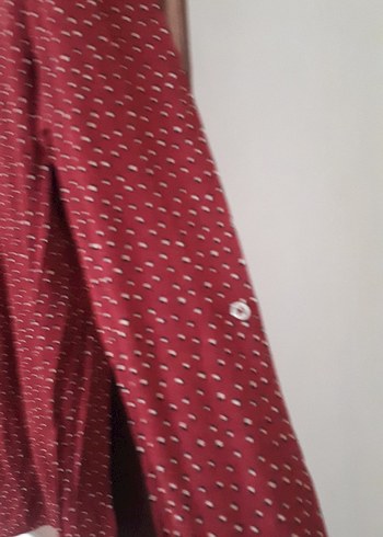 Uzun Kollu Kırmızı V Yaka Bluz - Görsel 3