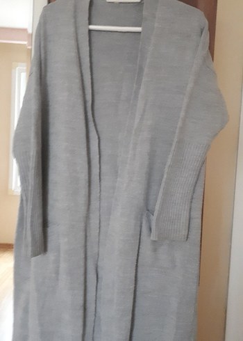 Gri Uzun Kollu Kadın Hırka - Görsel 2