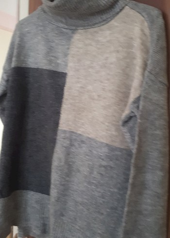 Gri Boğazlı Örgü Kadın Kazak - Görsel 2