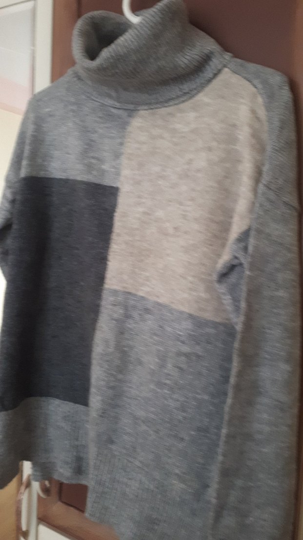 Gri Boğazlı Örgü Kadın Kazak - Görsel 2