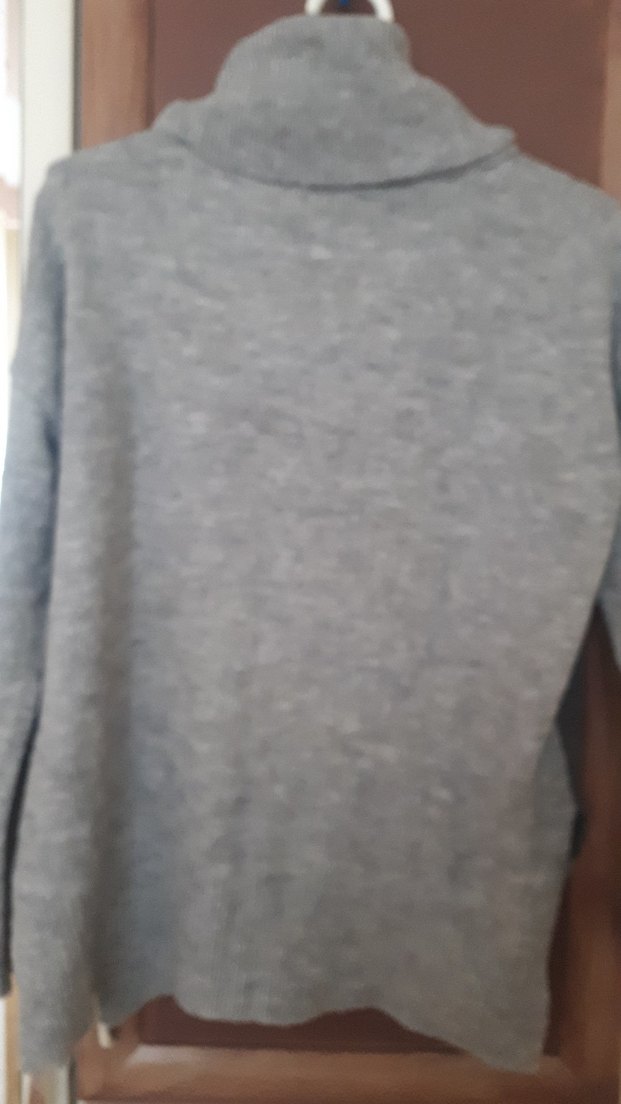 Gri Boğazlı Örgü Kadın Kazak - Görsel 3