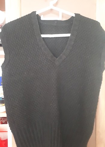 Siyah V Yakalı Kadın Triko Süveter - Görsel 2