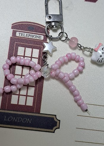 Pembe Boncuklu Bohem Keychain - Görsel 2