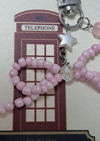 Pembe Boncuklu Bohem Keychain - Görsel 3