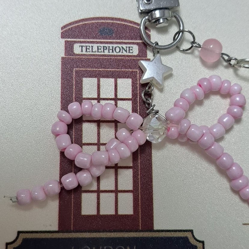 Pembe Boncuklu Bohem Keychain - Görsel 3