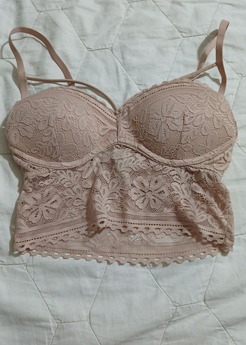 Pembe Bohem Dantel Bralet