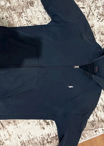 Erkek Lacivert Kapüşonlu Fermuarlı Sweatshirt