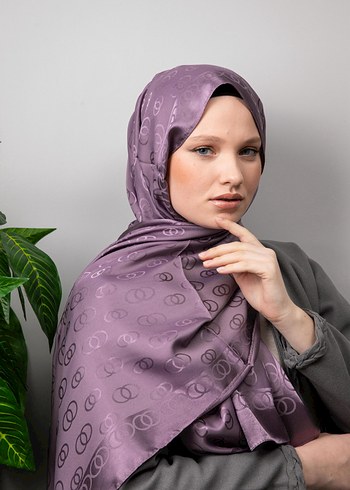 Kamer Scarf Parlak Jakar Şal Zincir Desen Lila