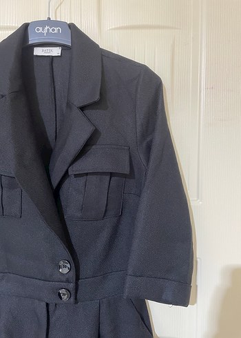 Lacivert Kemerli Uzun Kadın Tulum - Görsel 2