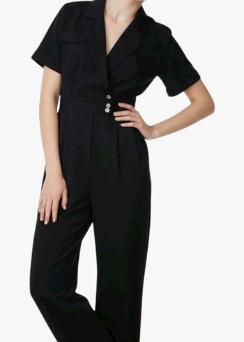 Lacivert Kemerli Uzun Kadın Tulum - Görsel 5