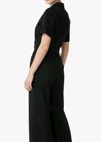 Lacivert Kemerli Uzun Kadın Tulum - Görsel 4