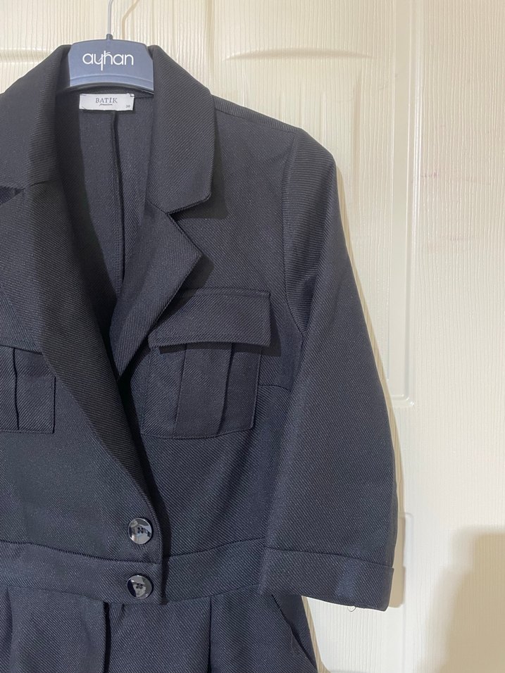 Lacivert Kemerli Uzun Kadın Tulum - Görsel 2