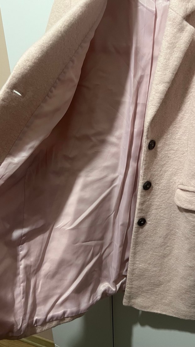 Bershka Pudra Renkli Düğmeli Kaban - Görsel 3