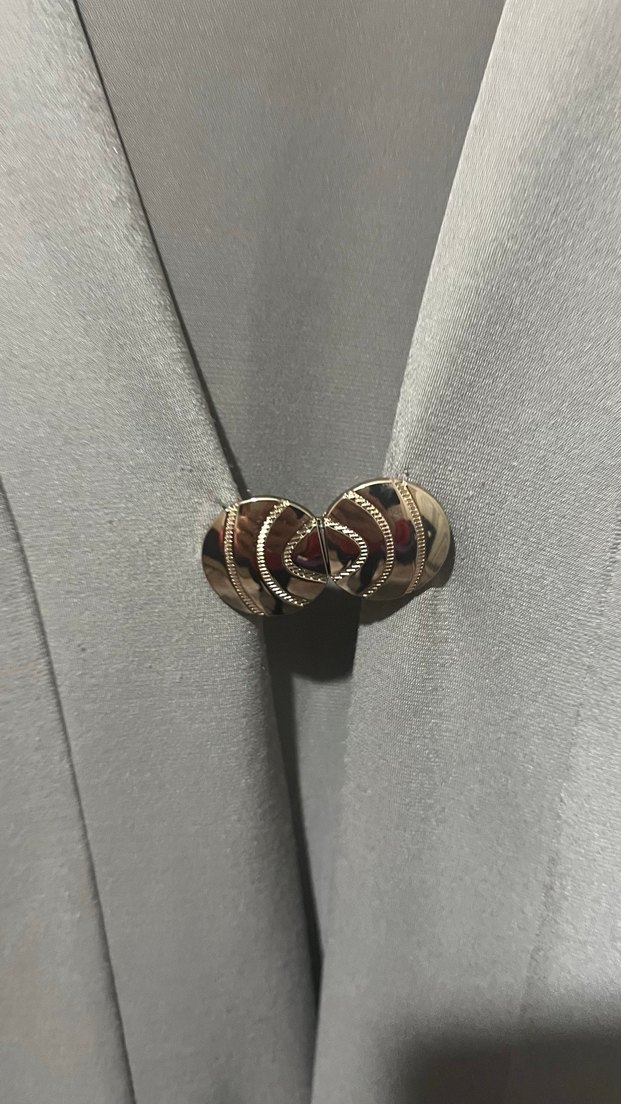 Düğmeli Bej Uzun Kadın ceket - Görsel 2