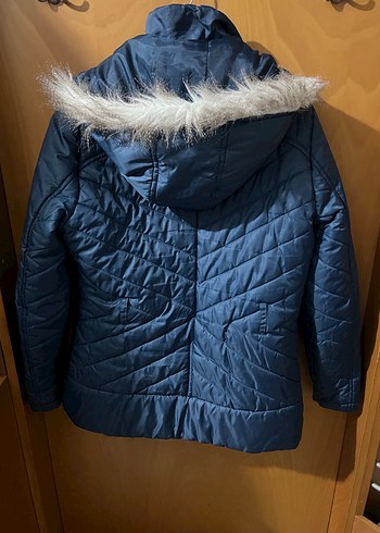 Parlak Mavi Fermuarlı Kadın Kışlık Mont - Görsel 3