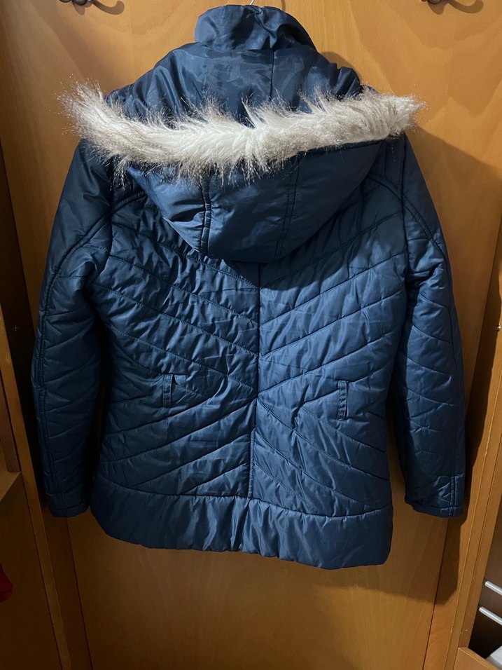 Parlak Mavi Fermuarlı Kadın Kışlık Mont - Görsel 3