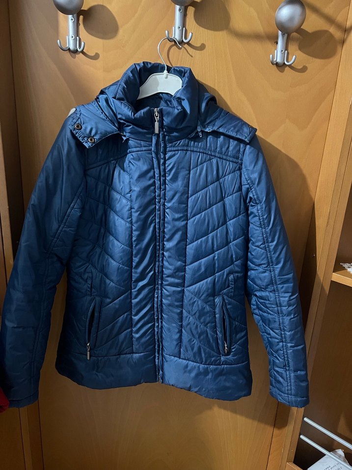 Parlak Mavi Fermuarlı Kadın Kışlık Mont - Görsel 2