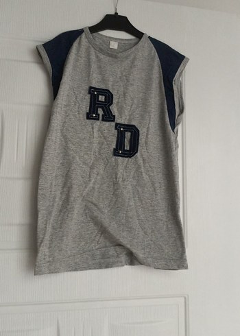 Gri Erkek Çocuk Kolsuz Denim Tişört