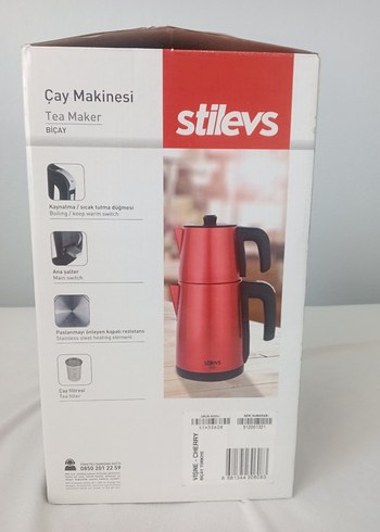 Diğer Stilevs İkili Çelik Çay Makinesi Inox Vişne