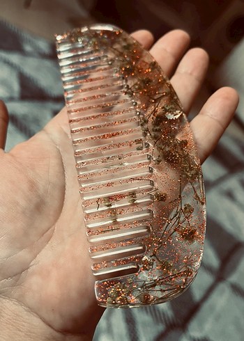 Çiçek Desenli Şeffaf Saç Tarağı EL YAPIMI İSTEDİĞİNİZ ŞEKİLDE - Görsel 2