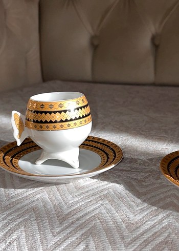 Altın  24 ayar altın Desenli Fincan ve Tabak Seti Japon üretim - Görsel 3