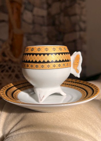 Altın  24 ayar altın Desenli Fincan ve Tabak Seti Japon üretim - Görsel 8