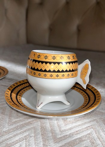Altın  24 ayar altın Desenli Fincan ve Tabak Seti Japon üretim - Görsel 2