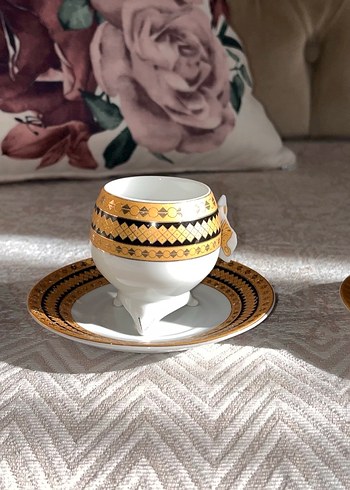Altın  24 ayar altın Desenli Fincan ve Tabak Seti Japon üretim - Görsel 6