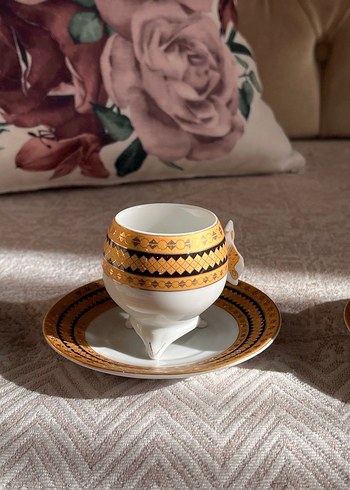 Altın  24 ayar altın Desenli Fincan ve Tabak Seti Japon üretim - Görsel 7