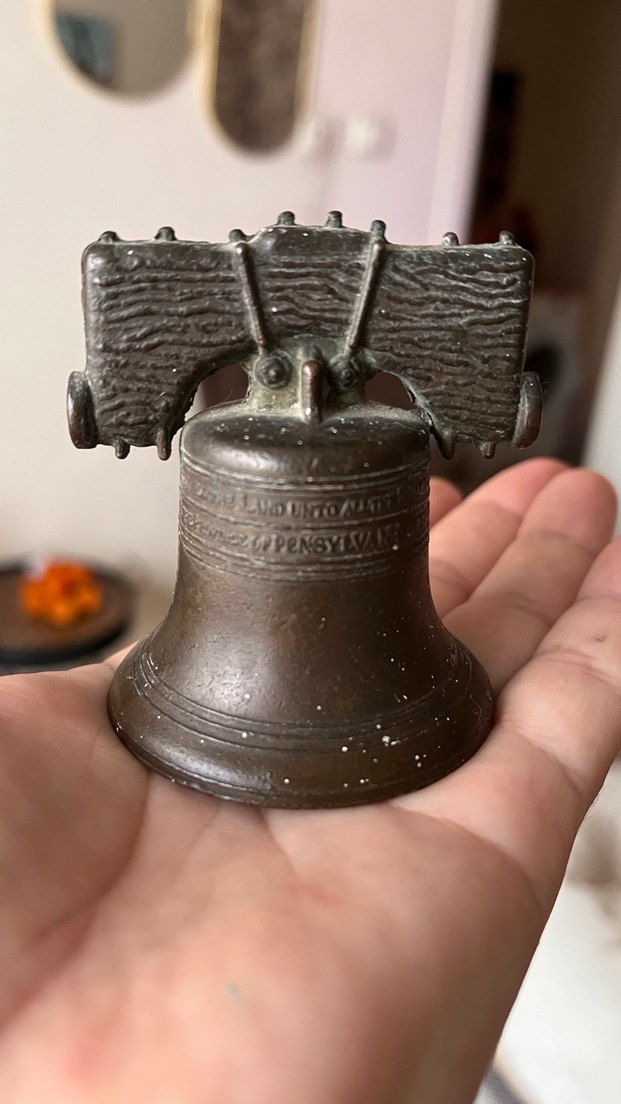 Küçük Vintage Özgürlük Çanı DekoruAntika can Amerikan yapımı - Görsel 3