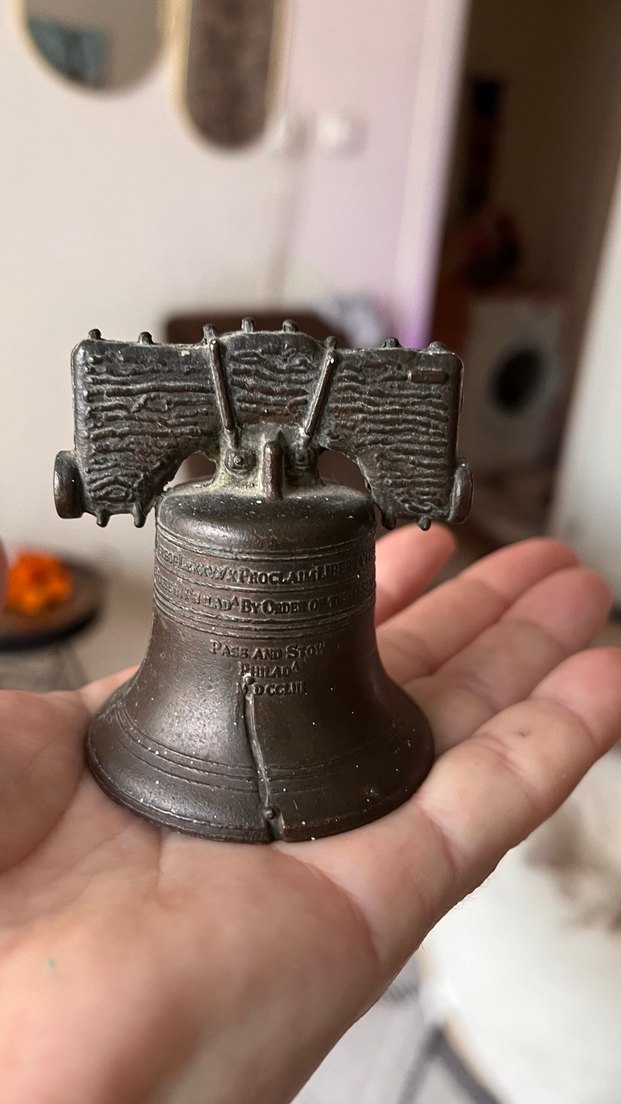 Küçük Vintage Özgürlük Çanı DekoruAntika can Amerikan yapımı - Görsel 2