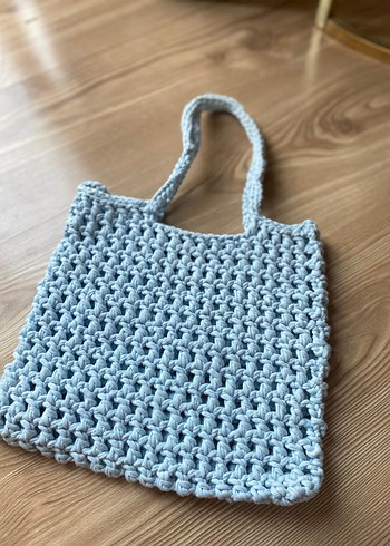 Mavi Örgü Minimalist Kol Çantası