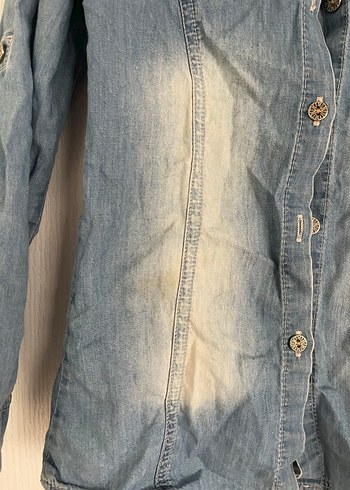 Nakışlı kız çoçuk Kot Gömlek, Uzun Kollu. - Görsel 2