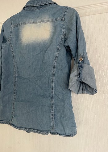 Nakışlı kız çoçuk Kot Gömlek, Uzun Kollu. - Görsel 6