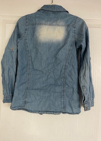 Nakışlı kız çoçuk Kot Gömlek, Uzun Kollu. - Görsel 5