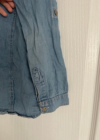 Nakışlı kız çoçuk Kot Gömlek, Uzun Kollu. - Görsel 4