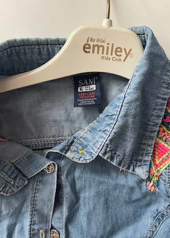 Nakışlı kız çoçuk Kot Gömlek, Uzun Kollu. - Görsel 7