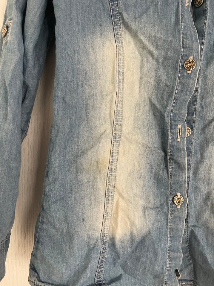 Nakışlı kız çoçuk Kot Gömlek, Uzun Kollu. - Görsel 2