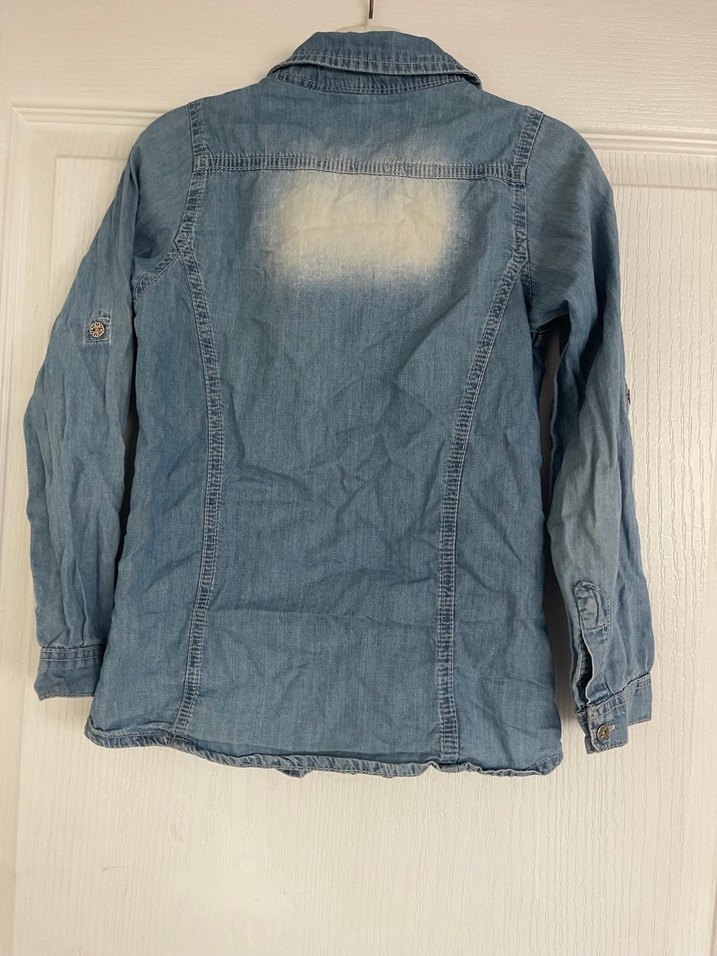 Nakışlı kız çoçuk Kot Gömlek, Uzun Kollu. - Görsel 5