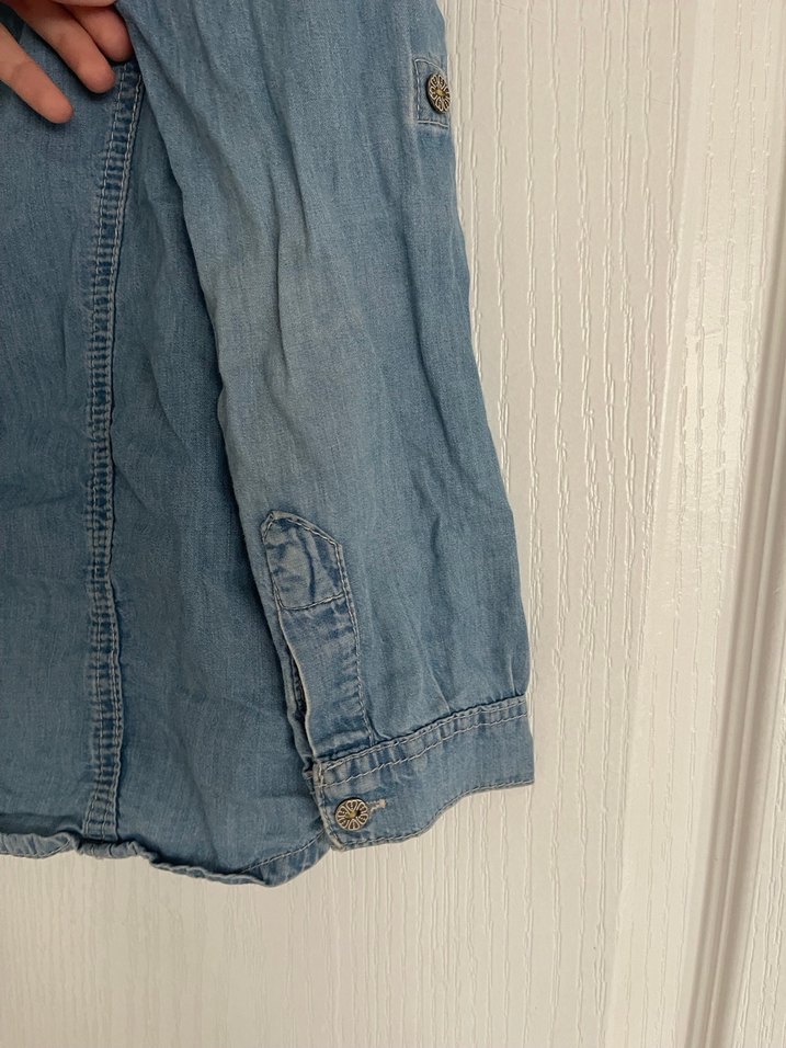 Nakışlı kız çoçuk Kot Gömlek, Uzun Kollu. - Görsel 4