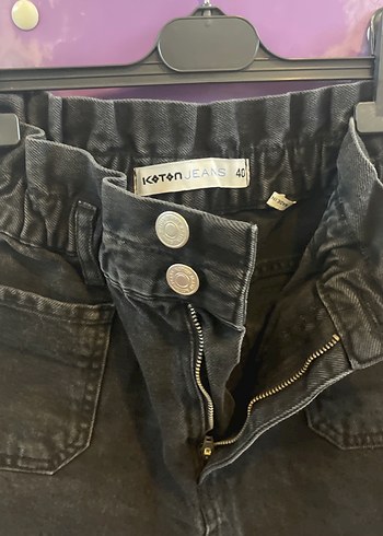 Kemerli Siyah Kadın Kot Şort - Görsel 2