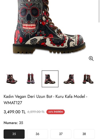 Diğer Gotik Kizil Cicekli Kadin Vegan Deri Bot